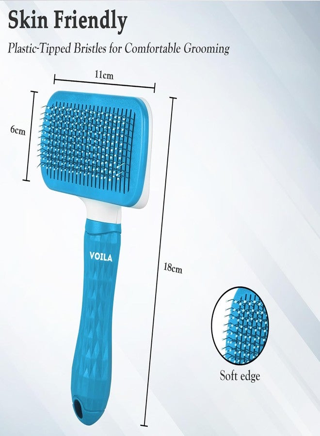 VOILA Pet Grooming Brush for Dogs & Cats, Shedding & Deshedding Tool, Detangling Comb for Long & Short Hair, Easy-to-Clean Hair Remover for Small, Medium, Large Pets, (Pack of 1) Blue - Image 3